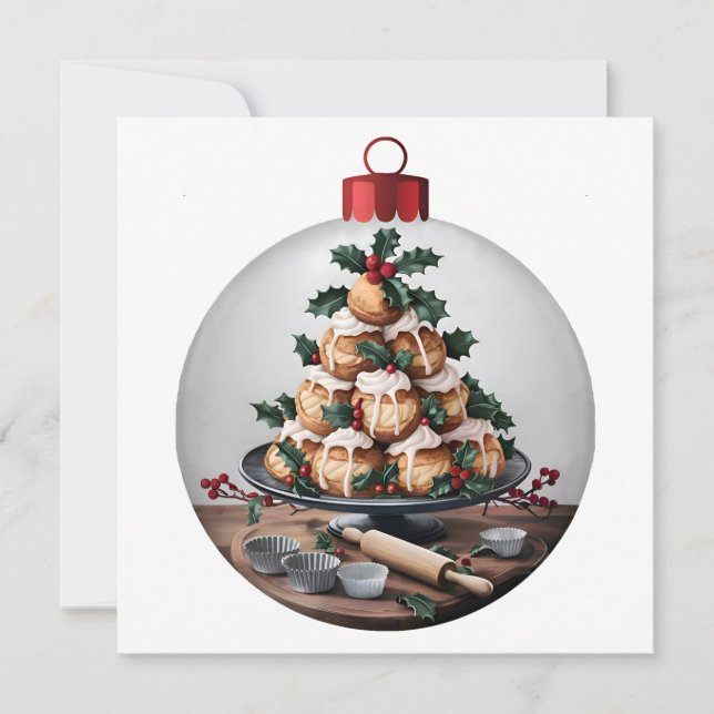 Invitación Navidades Bauble Profiteroles Baker (Anverso)