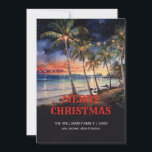 Invitación Navidades Beach Watercolor<br><div class="desc">navidades playa hermosa Navidad,  alegres vacaciones de verano,  regalo ilustracion de palma fiesta,  árbol de la naturaleza feliz,  vacaciones tropicales,  acuarela pintura navidad playa</div>