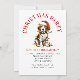 Invitación Navidades Beagle Canine Retro Watercolor