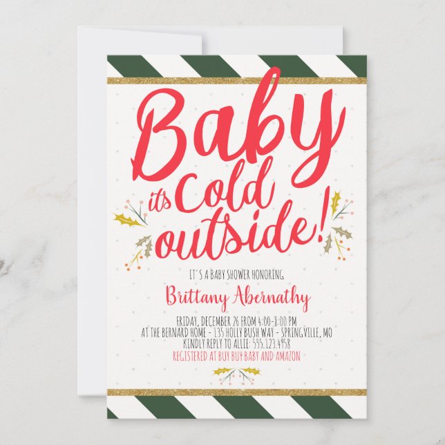 Invitación Navidades bebe está frío fuera de Baby Shower (Anverso)