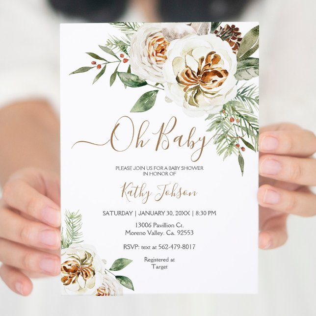 Invitación Navidades bebés Creamy White Floral Baby Shower (Subido por el creador)