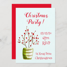 Invitación Navidades Berries fiesta Navidades elegantes