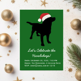 Invitación Navidades Black Lab Dog con Gorra de Santa Claus