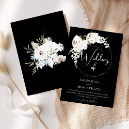 Invitación Navidades blancos florales negras de invierno Boda