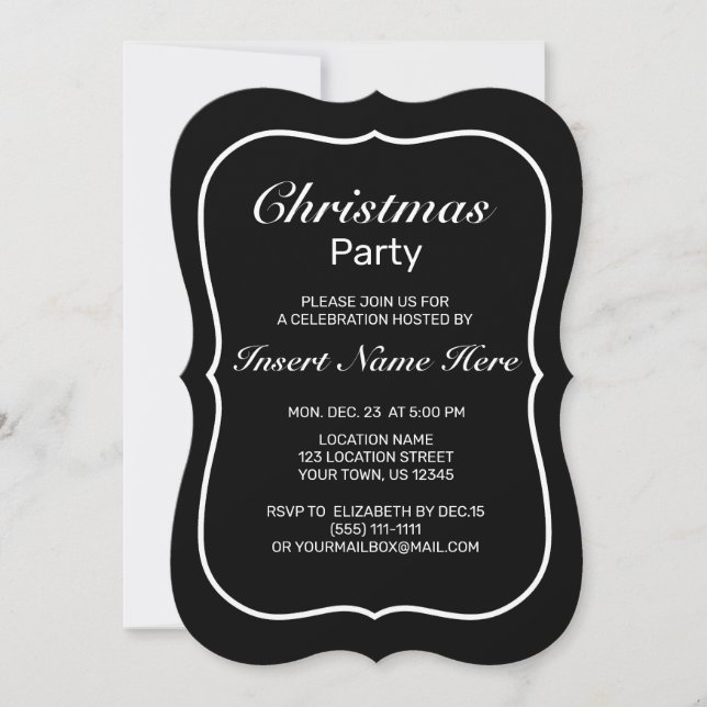 Invitación Navidades blancos negros Minimalistas modernos (Anverso)