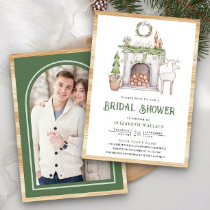 Invitación Navidades blancos reemplazan a la ducha de fotos d