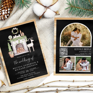 Invitación Navidades blancos reemplazan el código QR con el B