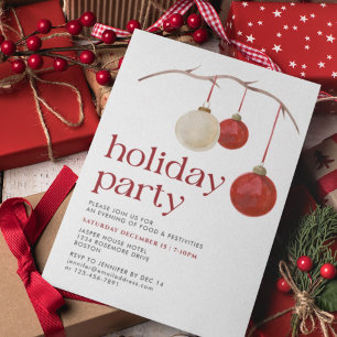 Invitación Navidades blancos rojos destrozan fiesta de feriad