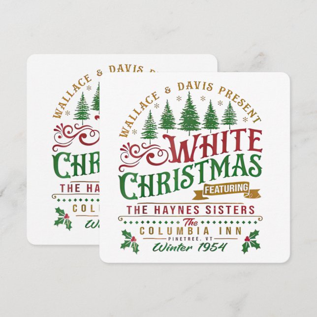 Invitación Navidades Blancos Wallace Y Davis Haynes Sister (Anverso / Reverso)