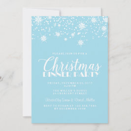 Invitación Navidades blancos y azules de nieve Fiesta de cena