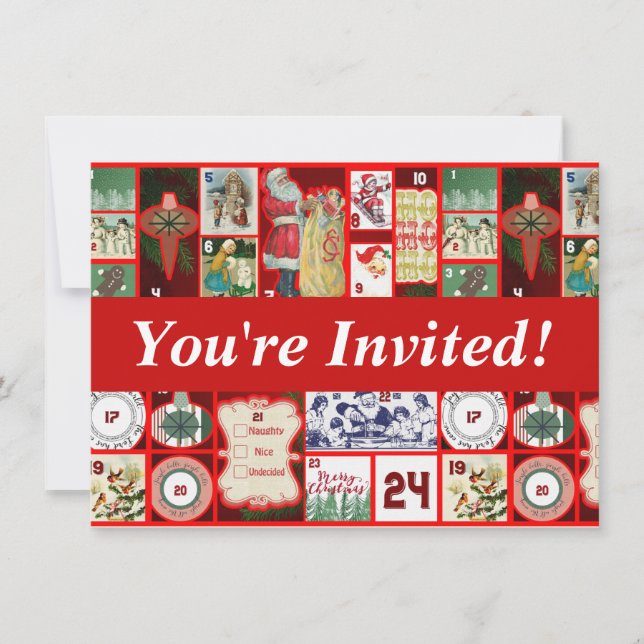 Invitación Navidades bloquean cuadrados de Ilustracion (Anverso)