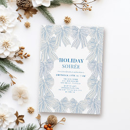 Invitación Navidades Blue Bows Holiday Soirée