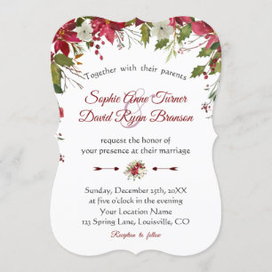 Invitación Navidades Boda Boda de la poinsettia blanca roja