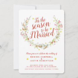 Invitación Navidades boda cones berries estrella acuarela