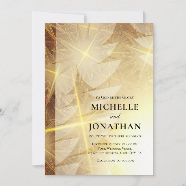 Invitación Navidades Boda cristiana de los Árboles de Oro mod (Anverso)