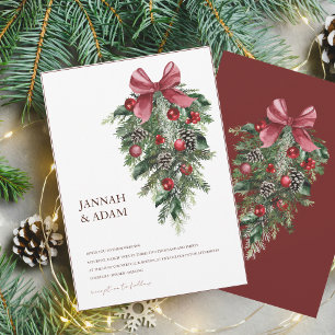 Invitación Navidades Boda de la Festividad de Invierno Rojo y