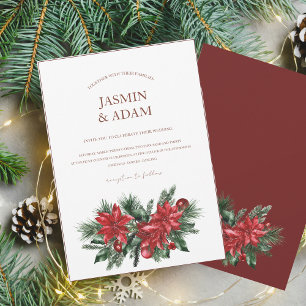 Invitación Navidades Boda de la Festividad de Invierno Rojo y