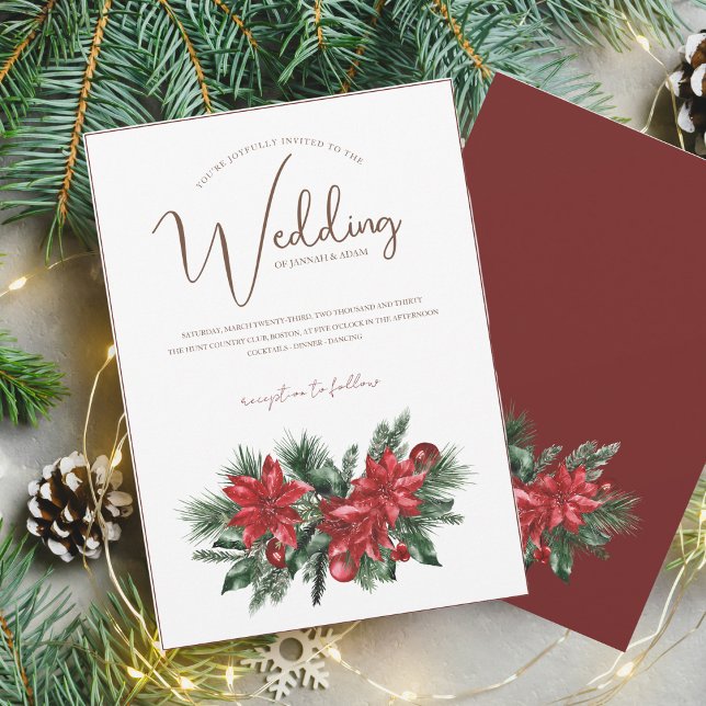 Invitación Navidades Boda de la Festividad de Invierno Rojo y (Subido por el creador)