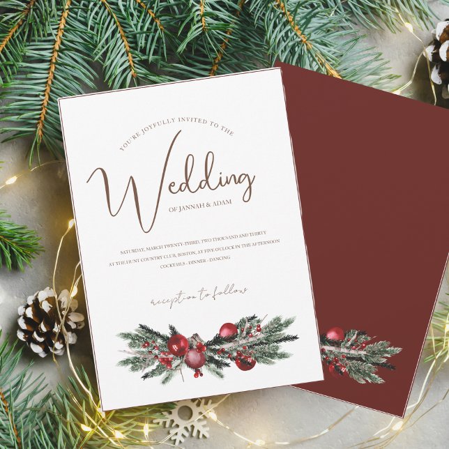 Invitación Navidades Boda de la Festividad de Invierno Rojo y (Subido por el creador)