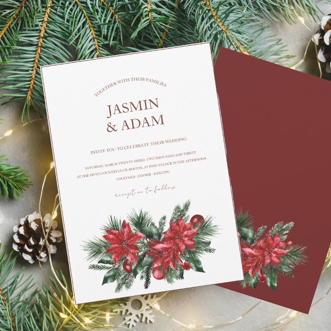 Invitación Navidades Boda de la Festividad de Invierno Rojo y (Subido por el creador)