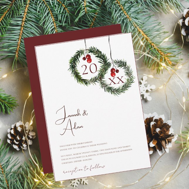 Invitación Navidades Boda de la Festividad de Invierno Rojo y (Subido por el creador)