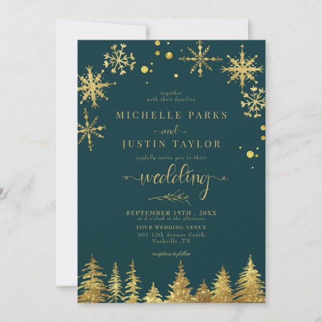 Invitación Navidades Boda de Pinos de Woodland (Anverso)