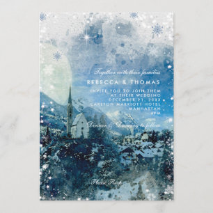 Invitación Navidades boda de vacaciones de invierno en nieve