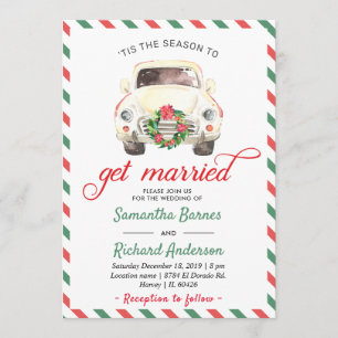 Invitación Navidades Boda de Viajes Verde Rojo de Invierno