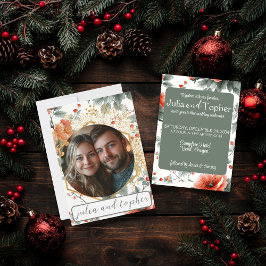 Invitación Navidades Boda Romántico Fotos y Acentos de Oro