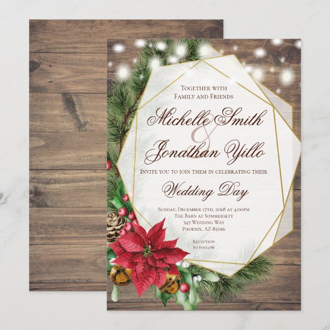 Invitación Navidades Boda Rústico (Anverso / Reverso)