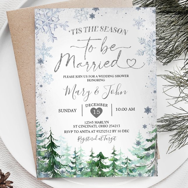 Invitación Navidades Bodas de copos de nieve Silver Forest (Subido por el creador)