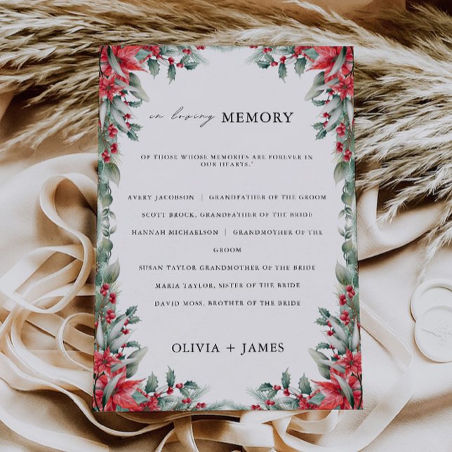 Invitación Navidades Bodas En El Rótulo De La Memoria Amada, (Christmas Wedding In Loving Memory Sign, Invitation)