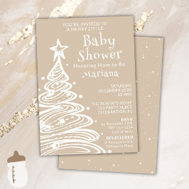 Invitación Navidades Boho Beige Género Neutral Baby Shower