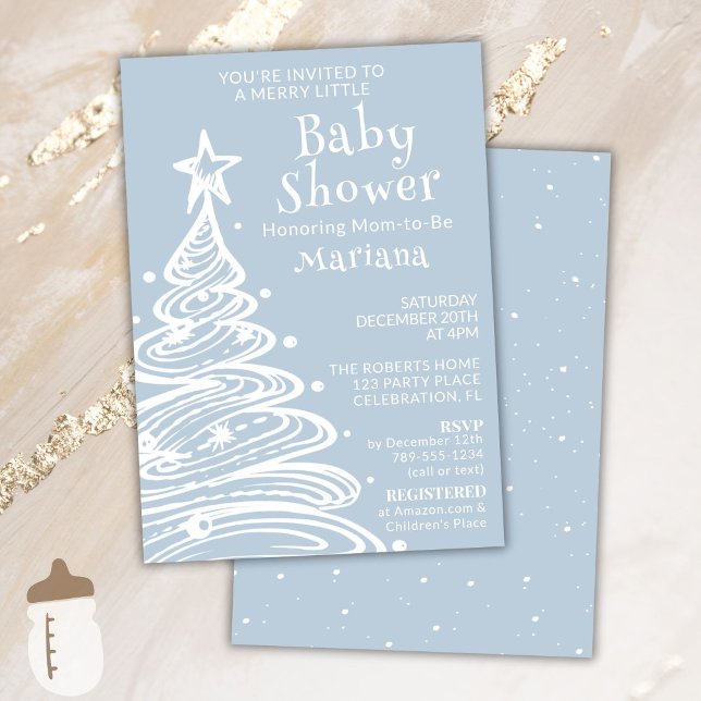 Invitación Navidades Boho Blue Boy Baby Shower (Subido por el creador)
