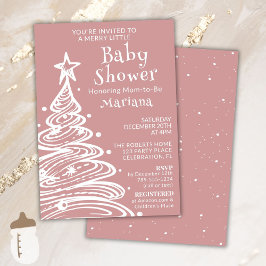 Invitación Navidades Boho Chica Rosa Baby Shower