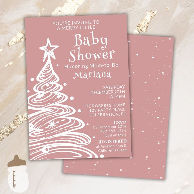 Invitación Navidades Boho Chica Rosa Baby Shower (Subido por el creador)