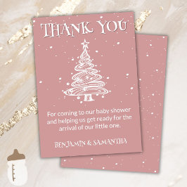 Invitación Navidades Boho Chica Rosa Baby Shower Gracias