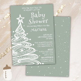 Invitación Navidades Boho Green Gender Neutral Baby Shower