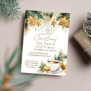 Invitación Navidades Boho Navidades brunch tea fiesta plantil