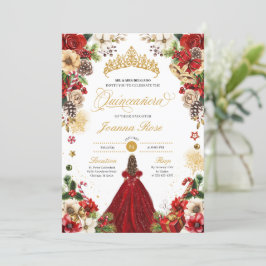 Invitación Navidades Boinsettia Quinceanera