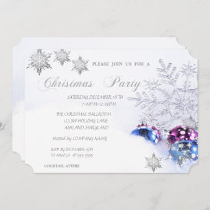 Invitación Navidades Bolas de copos de nieve, Fiesta corporat