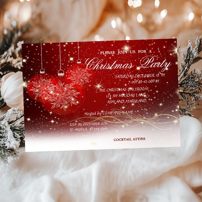 Invitación Navidades Bolas, Rojo, Fiesta de Navidades corpora (Subido por el creador)