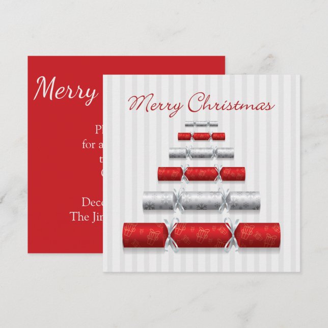 Invitación Navidades bonbons elegantes (Anverso / Reverso)