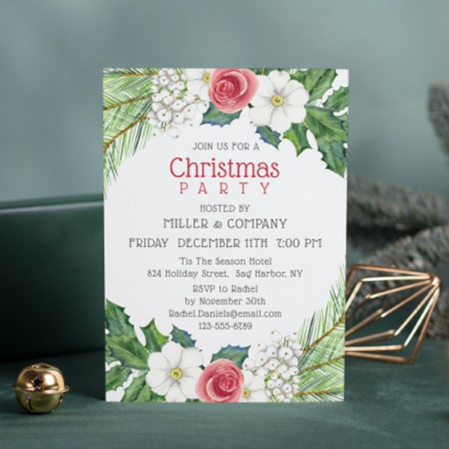 Invitación Navidades Bonito Navidades corporativos florales F (Subido por el creador)