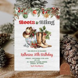 Invitación Navidades Boot and Bling Disco Adulto Birthday