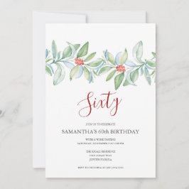 Invitación Navidades botánicos rojos y verdes