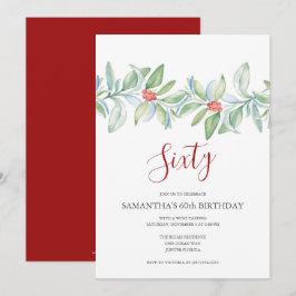 Invitación Navidades botánicos rojos y verdes
