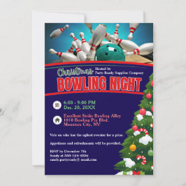 Invitación Navidades Bowling Night Blue Background Fiesta