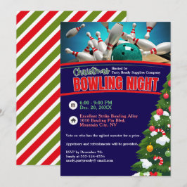 Invitación Navidades Bowling Night Blue Background Fiesta