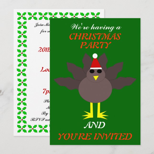 Invitación Navidades breves, Personalizado Fiesta de Turquía  (Anverso / Reverso)